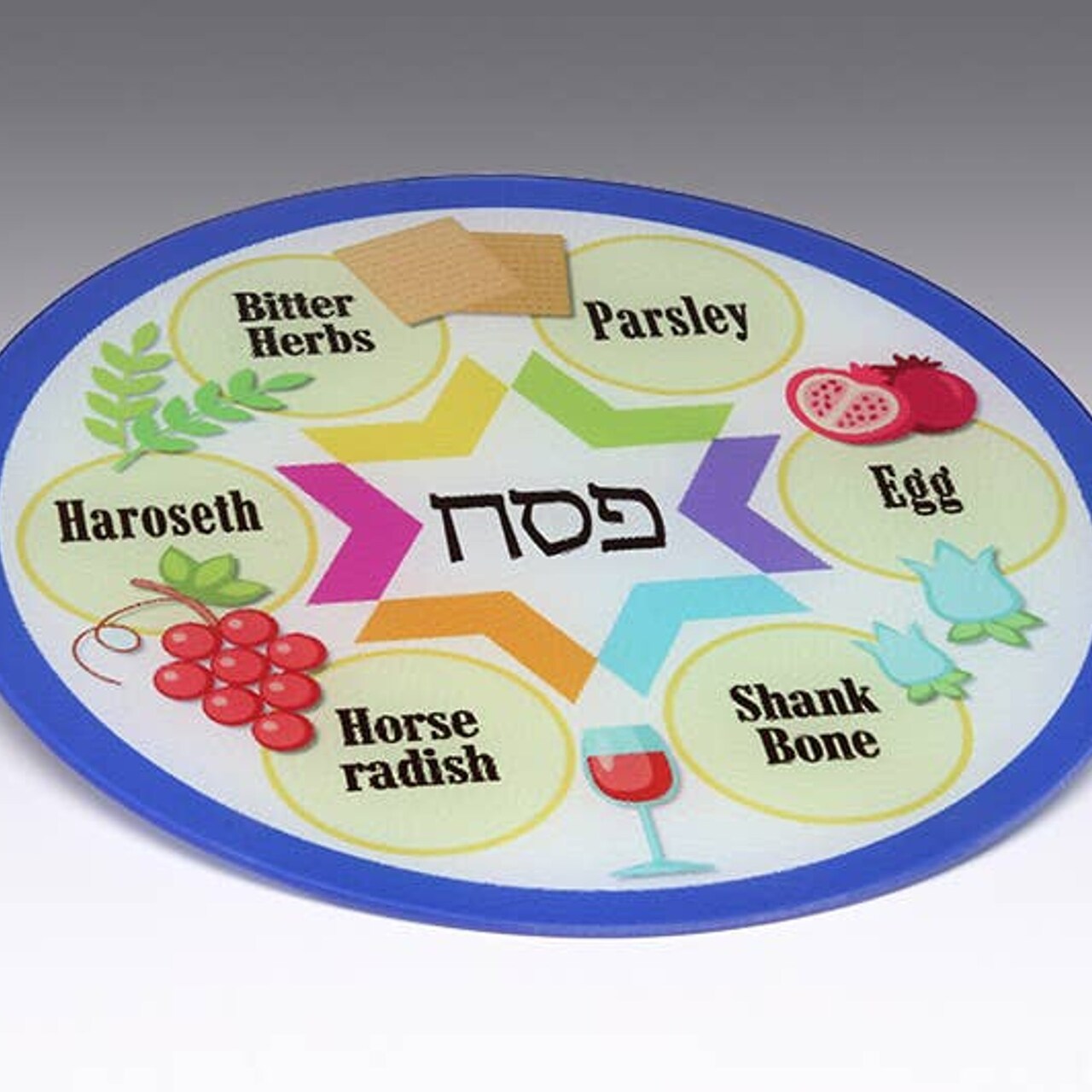 Edge Collections - Multi - Customizable Seder Plate Design - 1 Piece